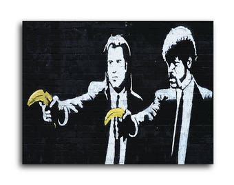 Banksy Pulp Fiction Bananas Brushed Aluminum Metal Print