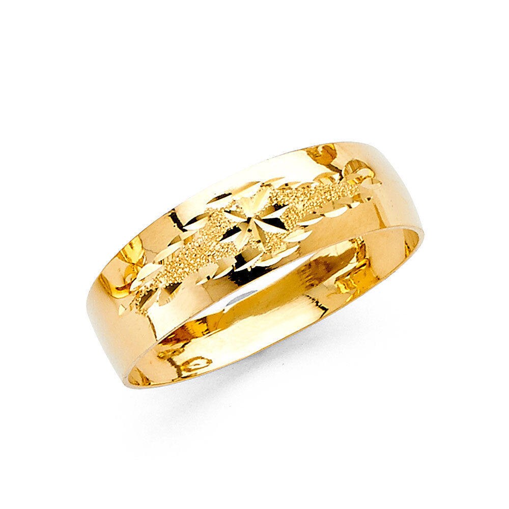 14k Solid Yellow Gold 6MM Tapered Men's Wedding Band Ring