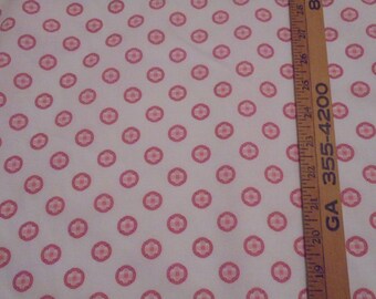 Waverly "Itsy Bitsy" Vintage cotton Fabric-Pink & White- New- 1 1/2" pattern repeat- 46 inches wide-Sold By The Yard