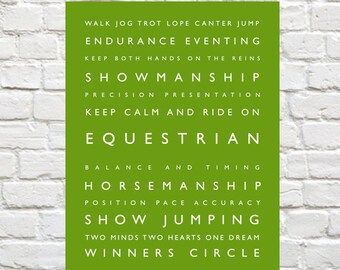 Equestrian - Typography, Personalized Print, Riding, Typography Print, Typography Poster - Horseback Riding, Horse Decor, Equestrian Decor