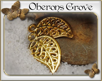 10 leaf charms gold 10x18mm