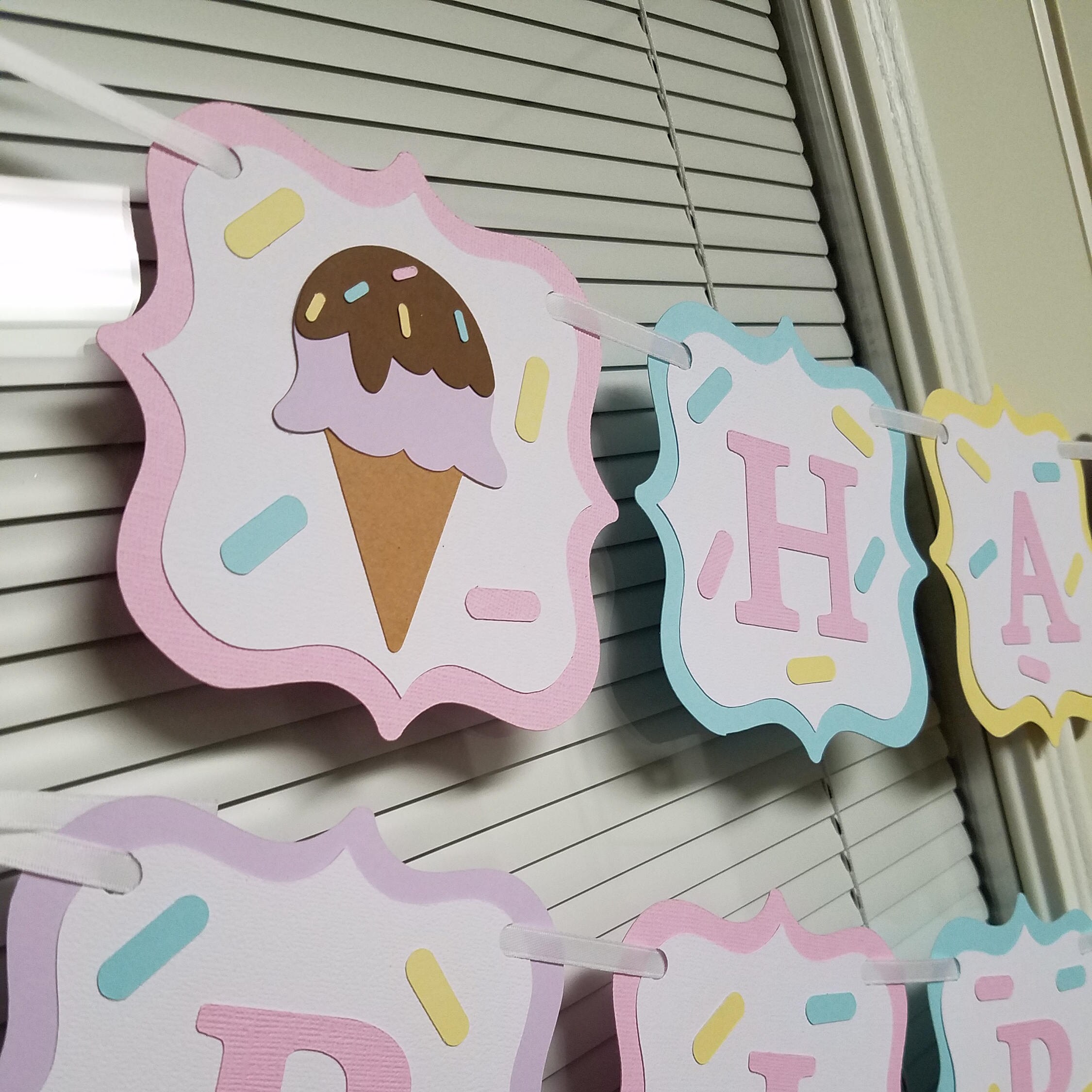 Ice cream birthday banner Ice cream decorations Ice cream