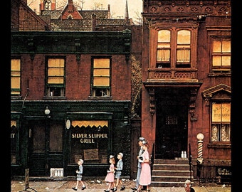 Norman Rockwell Print, "Walking To Church", Circa 1953, Original Vintage Book Page Print, Post Cover