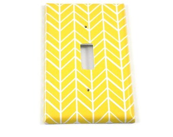 Light Switch Plate Yellow Feather (137)