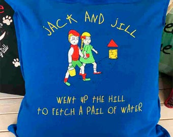 Embroidered Nursery Rhyme Cushion - Jack & Jill