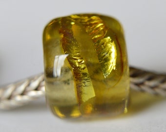 Unique Handmade Lampwork Glass European Charm Bead with Silver Foil - SRA - Fits all charm bracelets - Silver Core Options