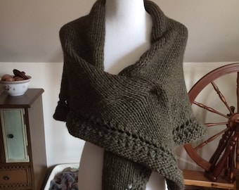 Hand-knit Cozy Wool Shawl