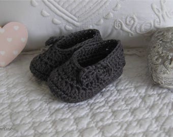 Mini pantofole all'uncinetto cotone grigio scuro