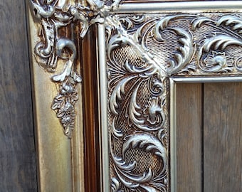 Baroque Style Frame, antique silver, wedding frame,colonial decor, french decor frames, shabby chic frame, Wood picture frame