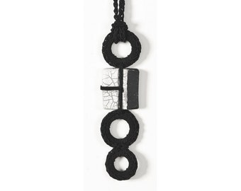 Ceramic necklace, black and white ceramic pendant, minimal necklace, ceramic jewelry, geometric, unique necklace, ceramic minimal jewelry