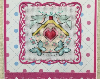 Embroidery card / cross stitched card / handmade Birthday card / handmade card