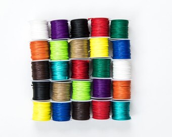 25 Cord Spools - 1mm - Waxed Polyester Cords - Assorted - 10M Per Roll - 32 Feet Each - 250M Total - 820' - Ships IMMEDIATELY - CH822