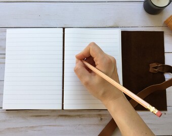 Leather Writing Journal, Lined Writing Journal Personalized, Lined Leather Journal, Gift for Writers, Writing Notebook, Journals for Writers