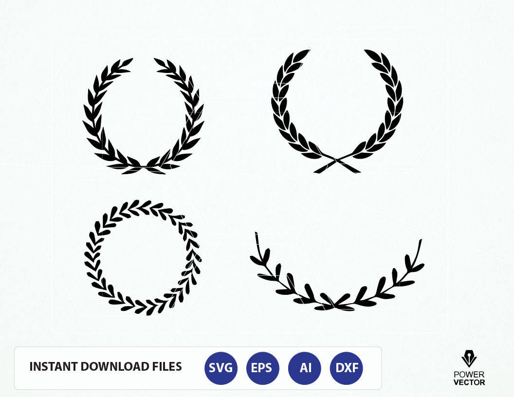 Leaf wreath svg. Leaf wreath Dxf. Laurel wreaths clipart