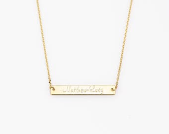 Custom Bar Necklace N47 • Gold Plated, Silver Plated, Rose Gold Plated, Personalized Name Bar Necklace, Gold Necklace, Custom Hand Stamped