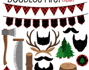 Lumberjack Party Clip Art for Scrapbooking Card Making Cupcake Toppers Paper Crafts