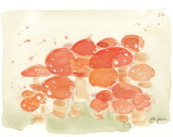 Red mushrooms. Mushroom. Original watercolor