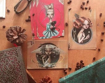 Pack of 3 Mini art print, made by Aintzane Cross