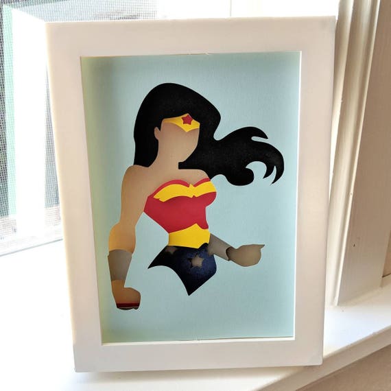 Wonder Woman Layered Paper Cut Art Piece 5x7