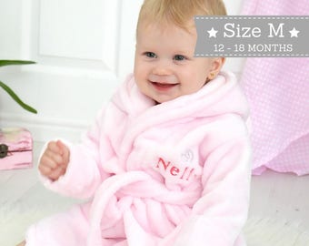Size M - Baby Robe, Baby Bath Robe, Hooded Baby Bath Robe, Infant Bath Robe, Hooded Baby Robe, Hooded Bath Robe, Embroidered Bath Robe