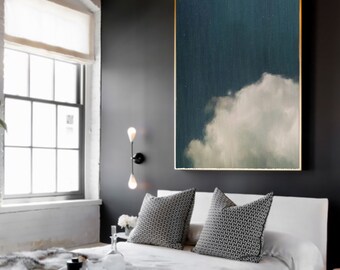 Cloud Painting, Extra Large Wall Art, Abstract Art, Large Abstract Painting, Blue and White Cloudscape Art by CORINNE MELANIE ART