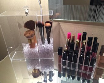 Makeup brush holder Cosmetic Brush Storage Makeup Brush Organizer Acrylic Brush Case Clear Brush Holder (A3)