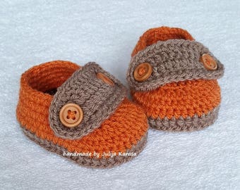 Cute handmade baby shoes, baby crochet shoes, handmade shower gift, crochet shoes for baby boy, autumn handmade baby shoes, gift for baby