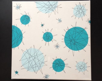 Mid Century Modern Wall art Atomic 1950s Starburst painting