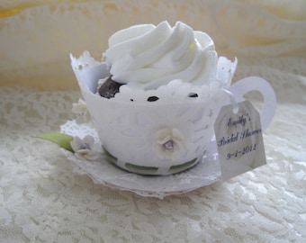Tea Cup Custom made Cupcake Wrappers - Teacup and Saucer