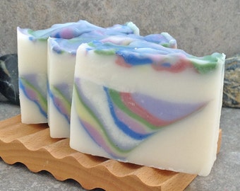 Hawaiian Hibiscus Cold Process Decorative Striped Soap Bar