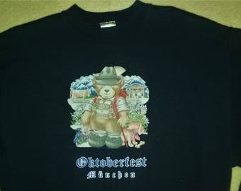 Vintage Graphic Sweatshirt Oktoberfest Munich Munchen Germany Teddy Bear Size Medium