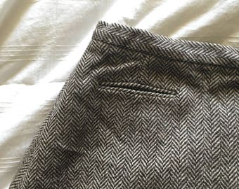 Herringbone Wool A-line Skirt