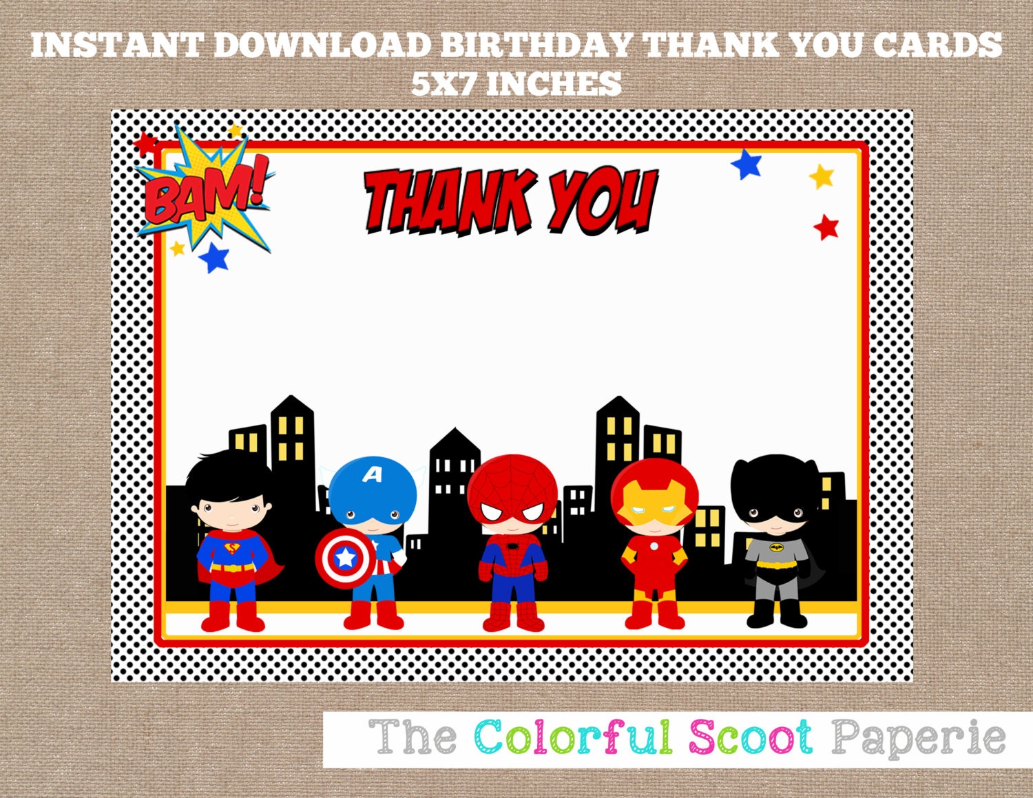 Superhero Thank You Card Superheroes Thank You Cards Marvel