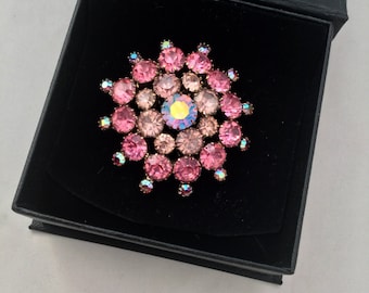 1950's Pink Rhinestone Brooch