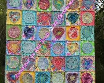 Rag Quilt pattern instant download PDF PATTERN-TUTORIAL “Summer in the Park” 42"x49"
