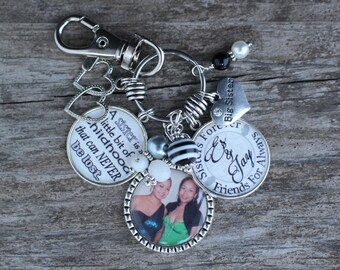 PERSONALIZED SISTER GIFT, Personalized Sister Key Chain, Picture Key Chain, Personalized Sister Birthday Jewelry Gift, Sisters Birthday gift