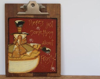 Snowman Clipboard, Snowman Christmas Decor, Vintage Clipboard, Christmas Snowman Decor, Vintage Wood Clipboard, Country Home Christmas Decor
