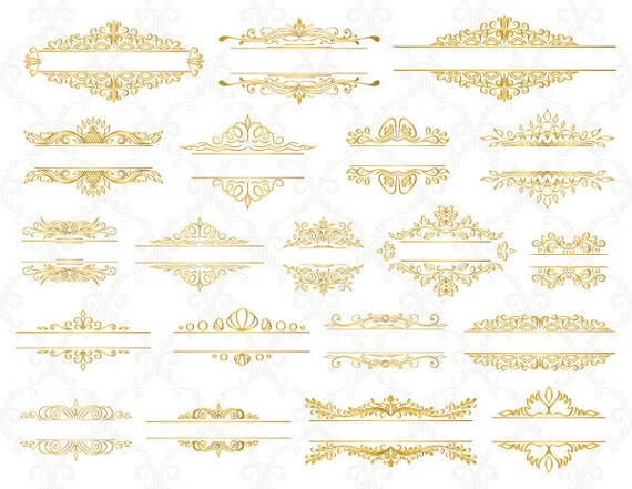 Instant Download Gold Digital Frame Clipart Golden Frame Clip