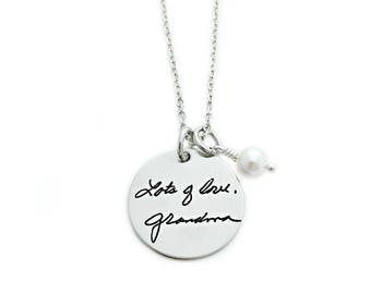 Personalized Handwriting Necklace - Signature Jewelry - Round Actual Handwriting Pendant - Personalized Jewelry - Memorial Keepsake - 1284
