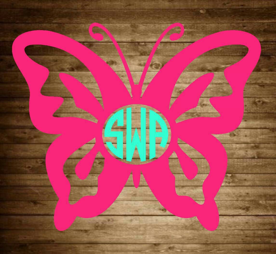 Butterfly monogram decal monogram decal butterfly decal