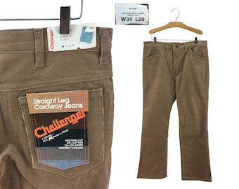Vintage 70s CHALLENGER NOS Western Cut Corduroy Pants Size 34 x 29 // NWT // Deadstock // 1970s // 34 Waist // 29 Inseam // Boot Cut