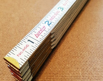 Vintage Lufkin No.466 6 Foot Folding Wood Ruler, Like New, With Plastic Case