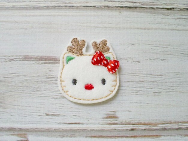 Reindeer kitty felt applique christmas kitty embroidered Reindeer kitty felt applique christmas kitty embroidered