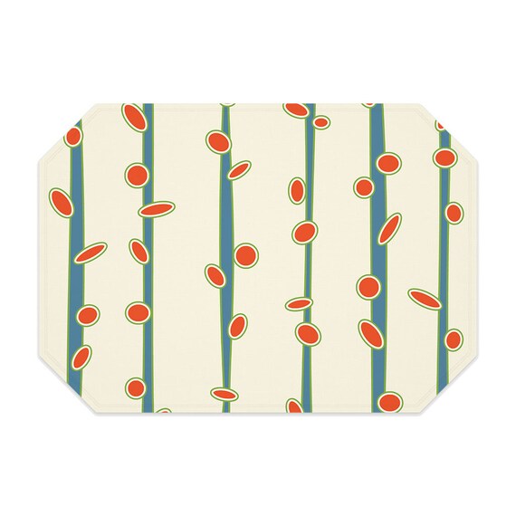 Mid century modern placemat printed cloth placemat orange