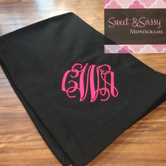 Monogram Blanket. Monogrammed Blanket. Monogram fleece