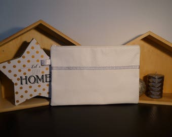 Ecru leather evening clutch