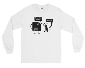 USB Floppy Disk I am Your Father Long Sleeve T-Shirt -- Funny Geek Gifts T-Shirt -- Computer geek gifts for men and women