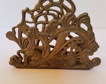 Vintage Brass Letter or Napkin Holder with a Unique Gothic Design Baroque Design Kitchen or Dining Room or Office Decor