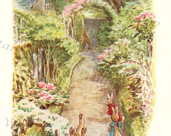 Flopsy Bunnies Instant 5x7 Digital Download 1909 Beatrix Potter Art Print