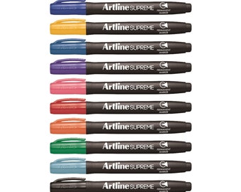12 Artline Supreme Assorted Color Permanent Marker Pen 1.0mm EPF-700 | Art Craft Doodle Drawing Cards Stationery Pens Colour Bullet Tip